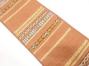 横段に抽象模様織出し袋帯